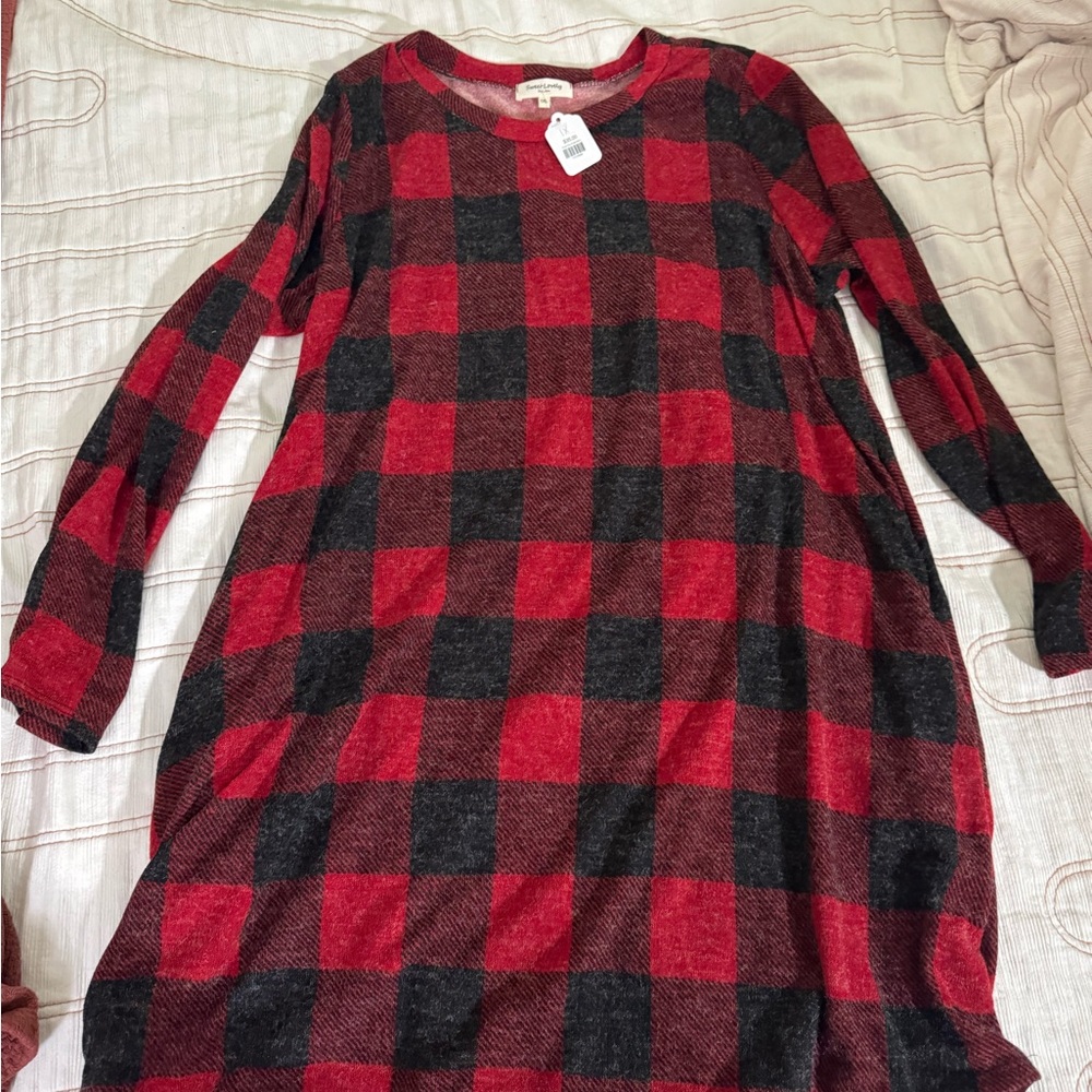 NWT Buffalo Plaid Sweater Dress XL